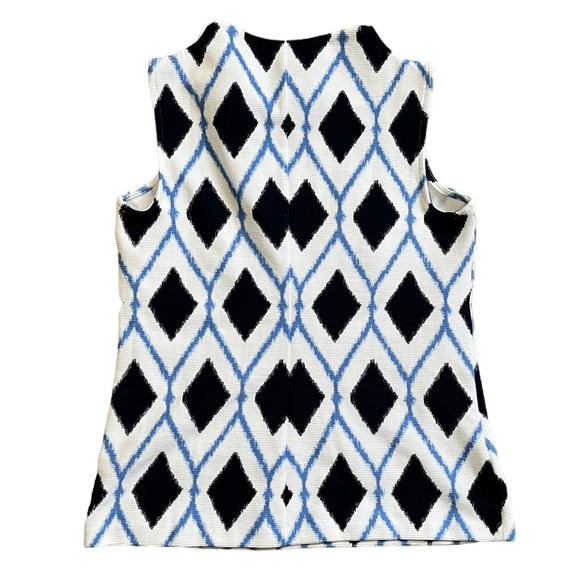 Talbots Blue & White Sleeveless Top | Women's P - Picture 5 of 8